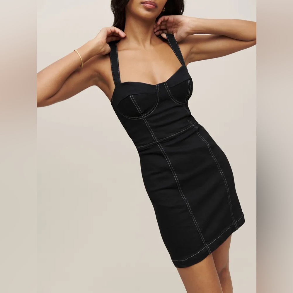 Reformation Nikki Bustier Denim Mini Dress